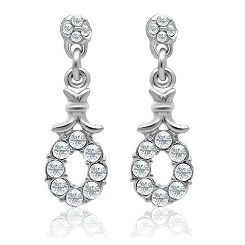 JCE1974 Rhodium White Metal Earrings with Top Grade Crystal  in Clear